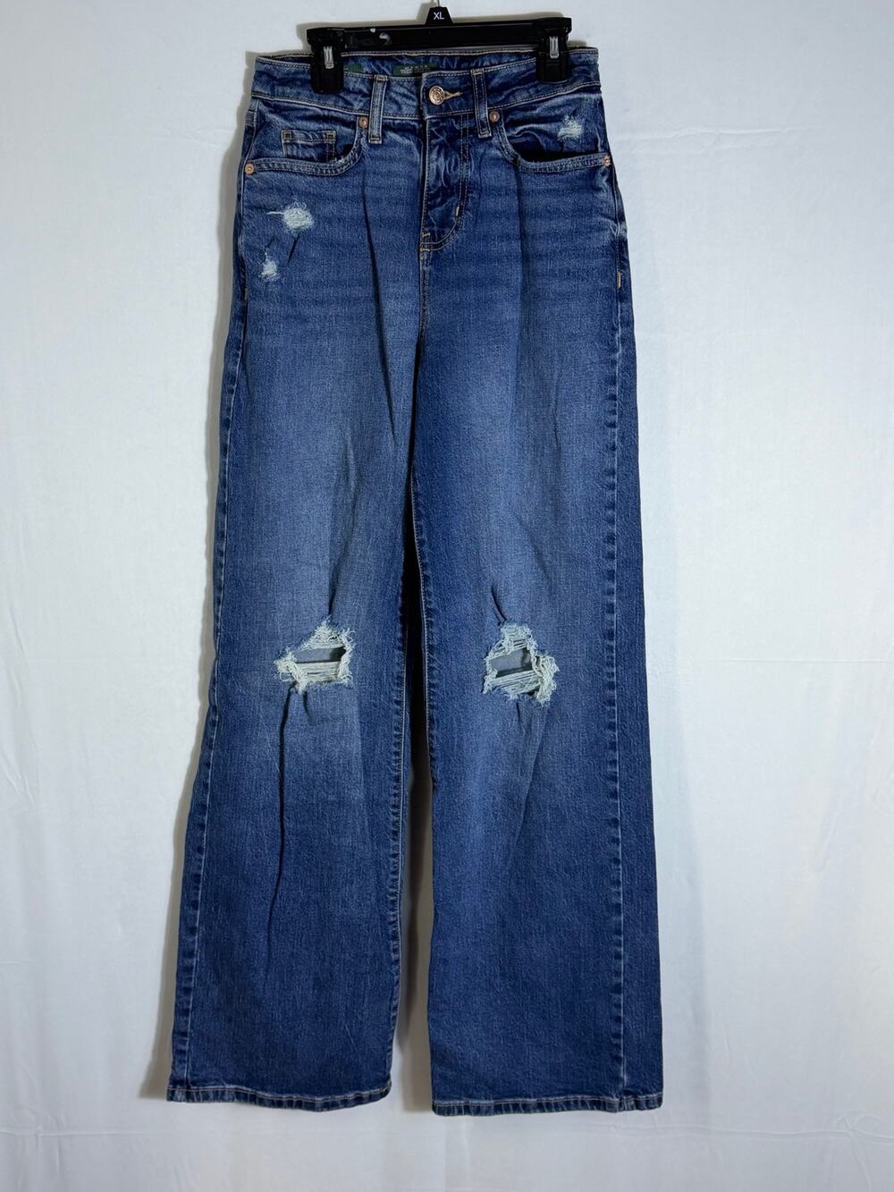 Wild Fable High Rise Baggy Wide Leg Distressed Jeans Blue Size 0